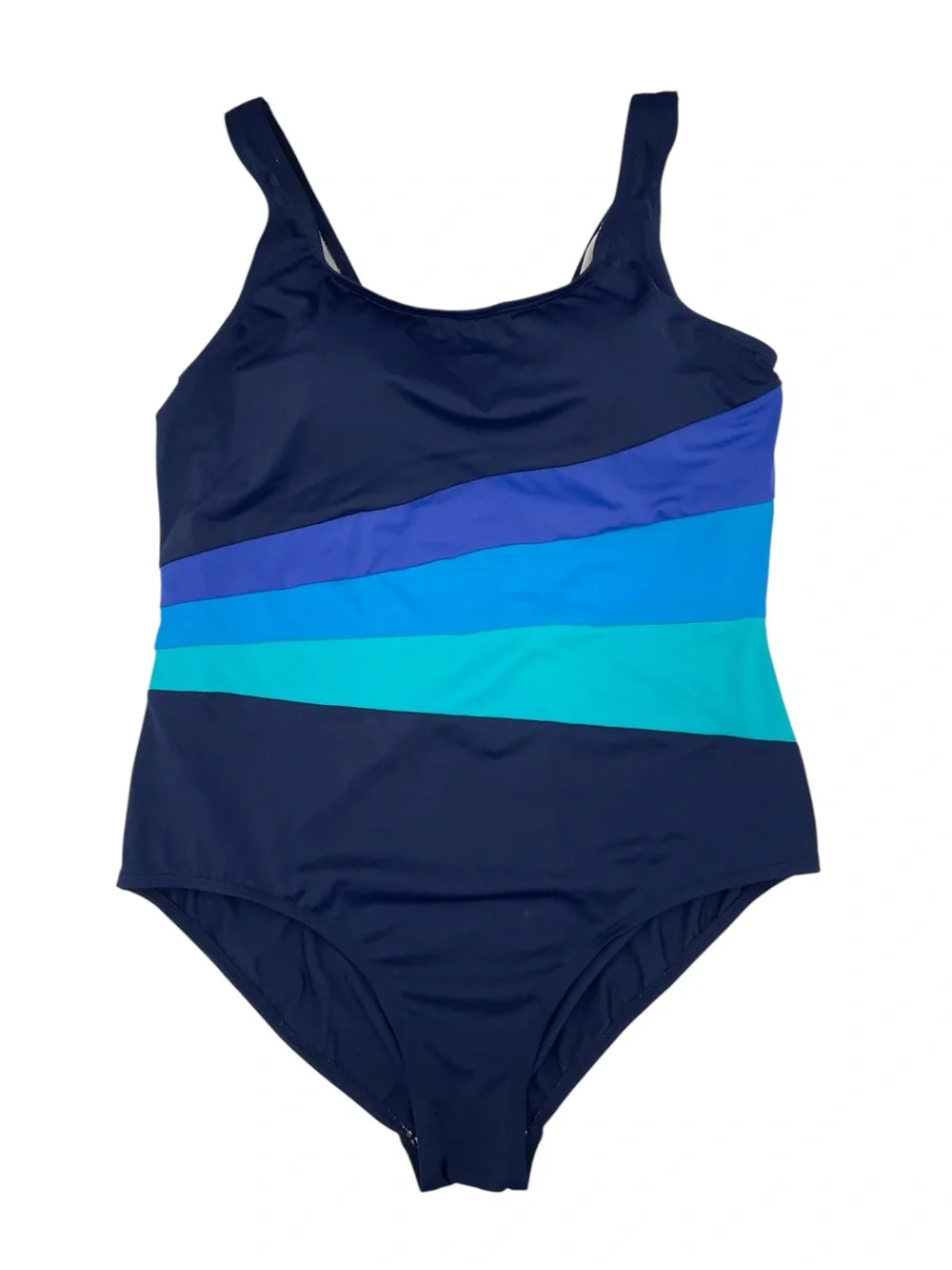 Swim 365 Swimsuits for All Colorblock One-Piece Swimsuit Size 20 Navy Blue Sea